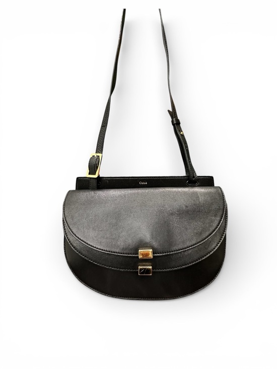 Chloe Handbags - Chloé Georgia Black Calfskin Double Flap Crossbody | Made in Italy